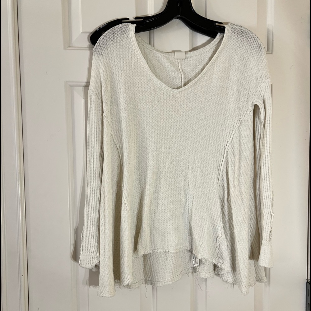 WHITE/CREAM LONG SLEEVE BLOUSE WITH LACE ARMS XXS